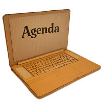 Ordinateur en carton avec _Agenda_